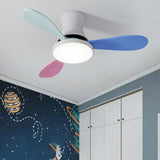 Modern Colorful Wood 3 Blades Ceiling Fan with Light Image - 1