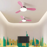 Modern Colorful Wood 3 Blades Ceiling Fan with Light Image - 3