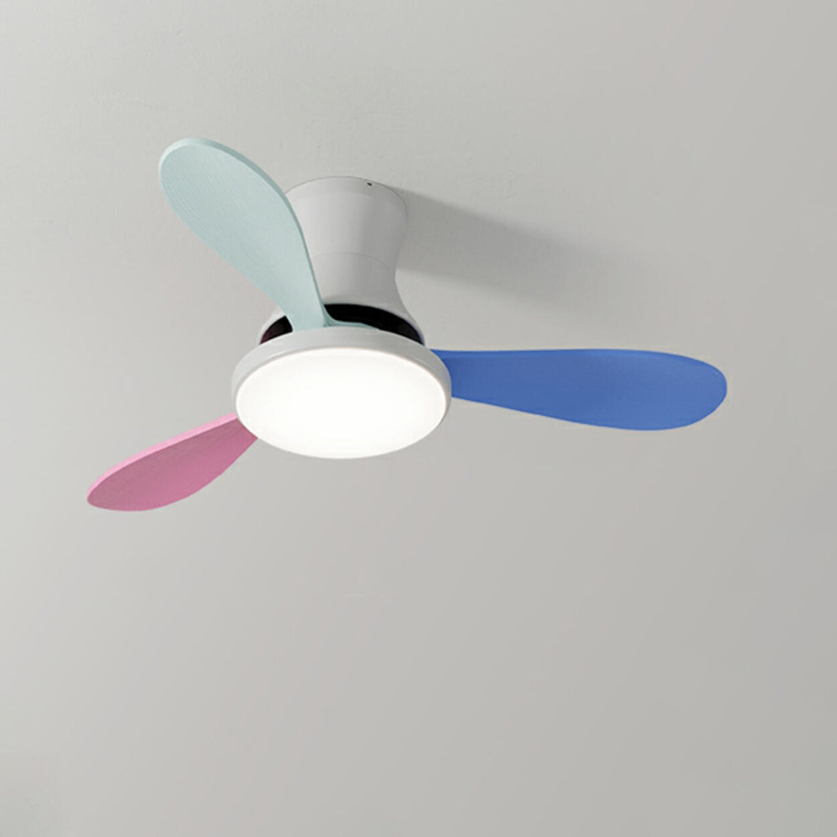 Modern Colorful Wood 3 Blades Ceiling Fan with Light Image - 9