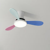 Modern Colorful Wood 3 Blades Ceiling Fan with Light Image - 9