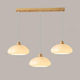 Modern Colorful Wood Dome White Glass Pendant Light Image - 8