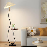 Modern Cone and Curved Floor Lamp with Side Table Image - 11