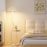 Modern Cone and Curved Floor Lamp with Side Table Image - 3