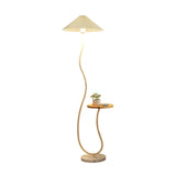 Modern Cone and Curved Floor Lamp with Side Table Image - 5