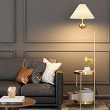 Modern Cone and Gold Floor Lamp with Storage Shelf Image - 4