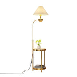 Modern Cone and Gold Floor Lamp with Storage Shelf Image - 6