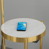 Modern Cone and Gold Floor Lamp with Storage Shelf Image - 8