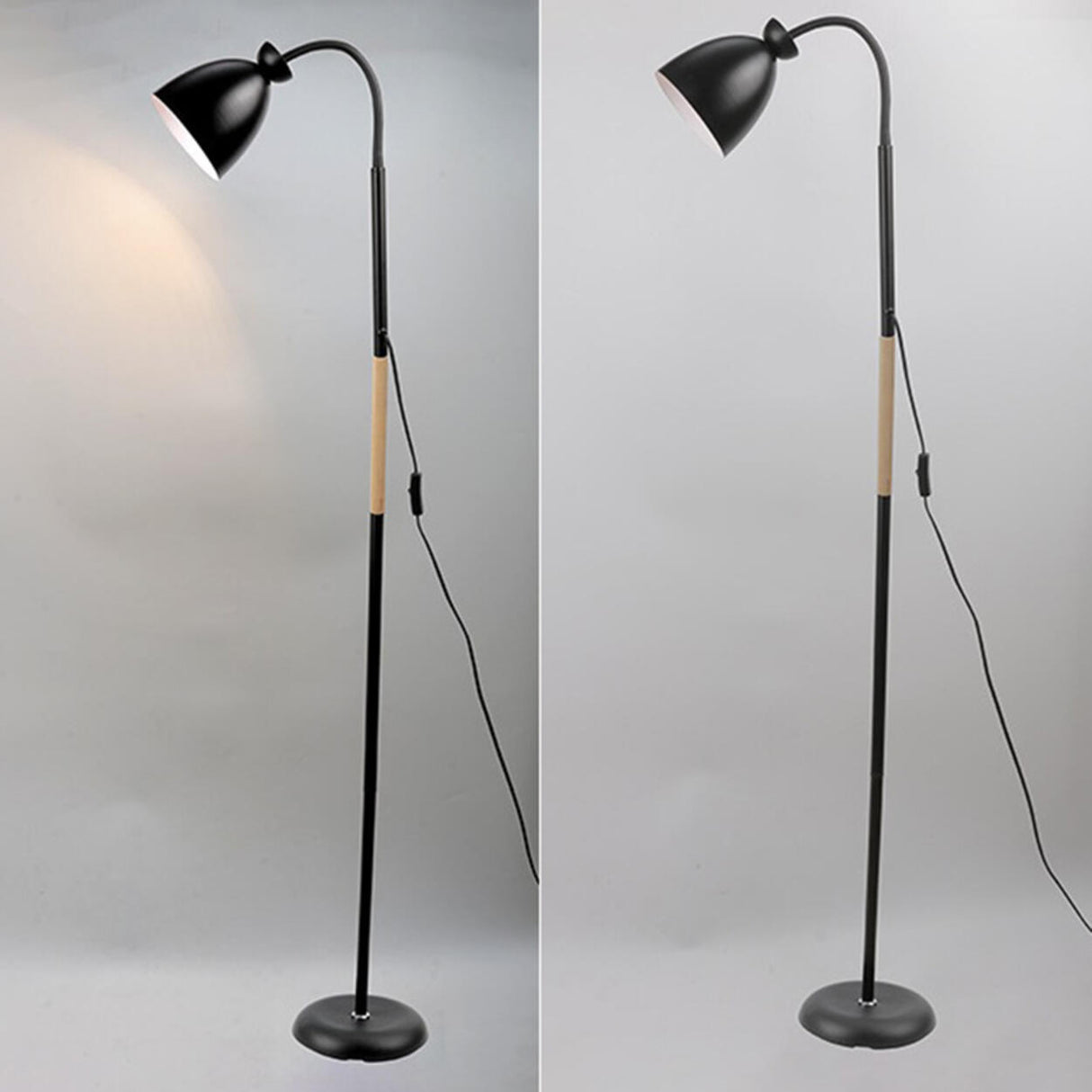 Modern Cone Black Adjustable Metal LED Floor Lamp Image - 6