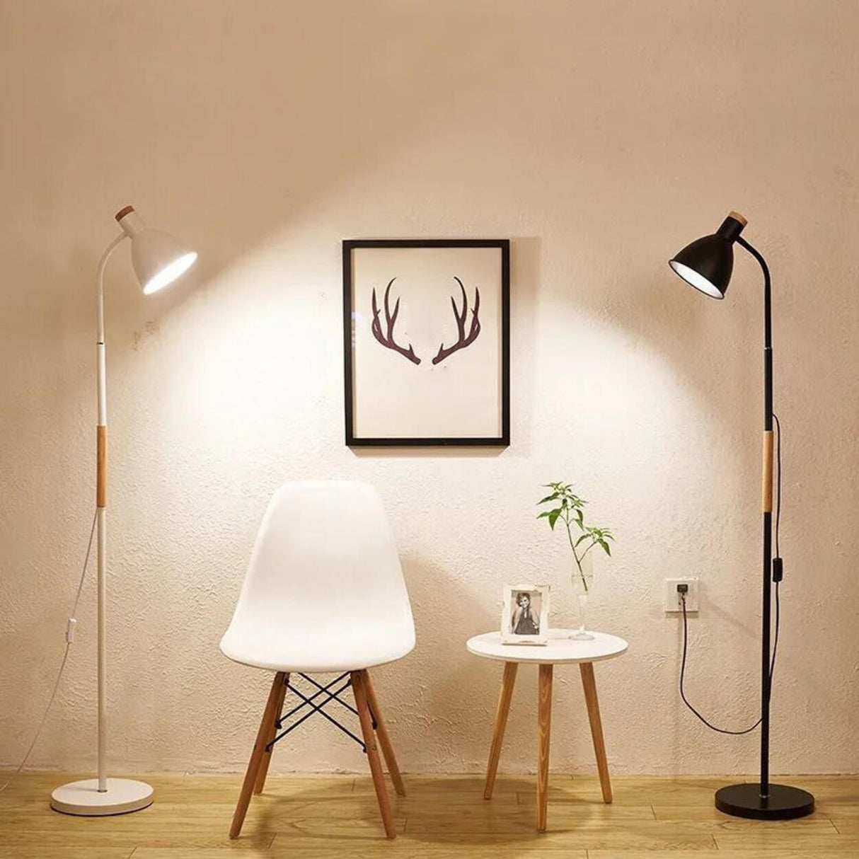 Modern Cone Black Metal Living Room LED Floor Lamp Image - 1