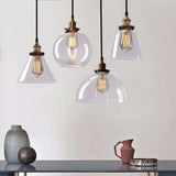 Modern Cone Clear Glass Pendant Lights Adjustable Cord Image - 1