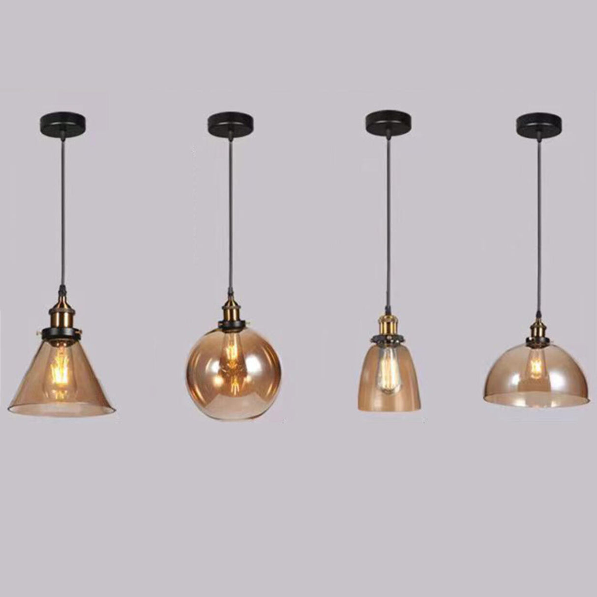 Modern Cone Clear Glass Pendant Lights Adjustable Cord Image - 15