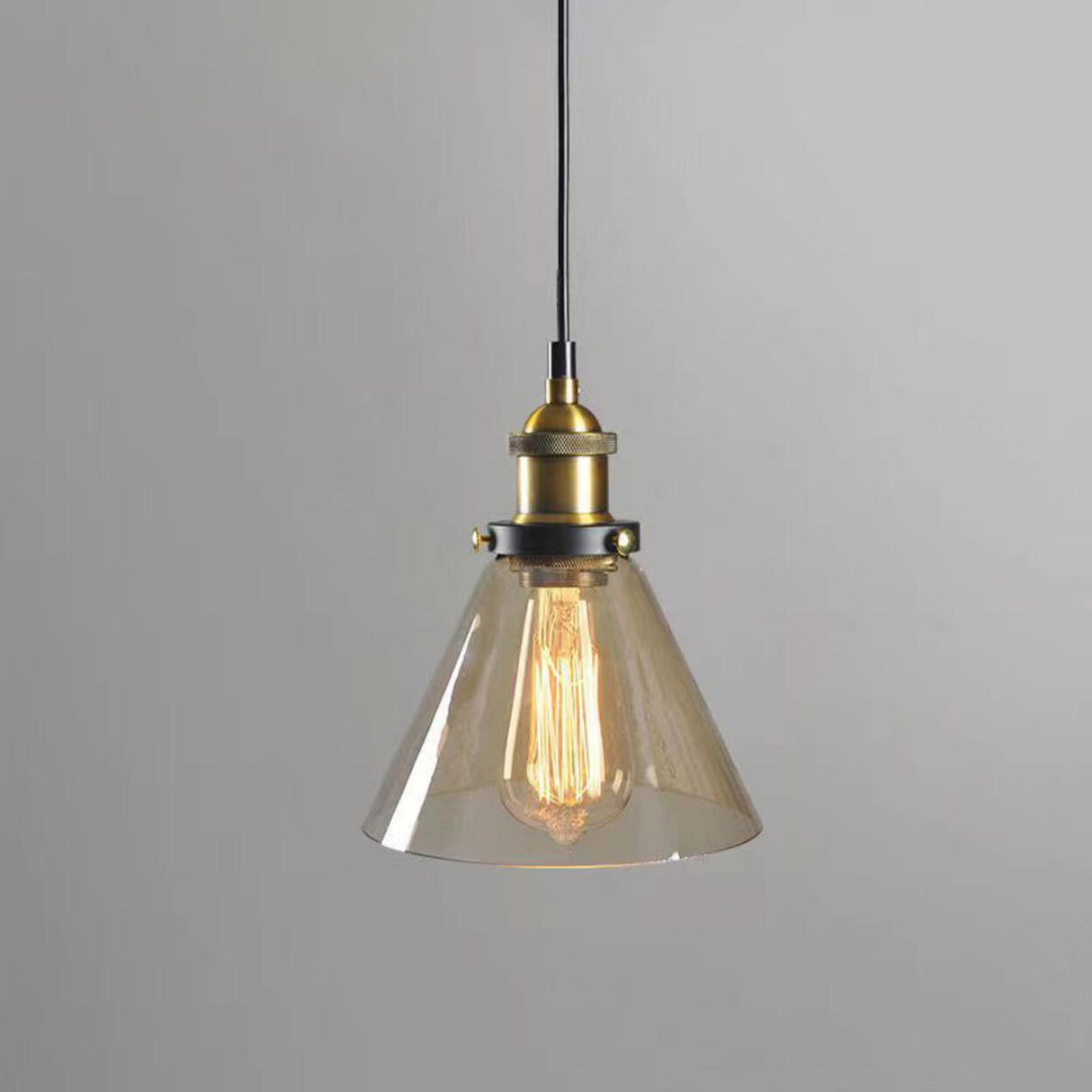 Modern Cone Clear Glass Pendant Lights Adjustable Cord Image - 16