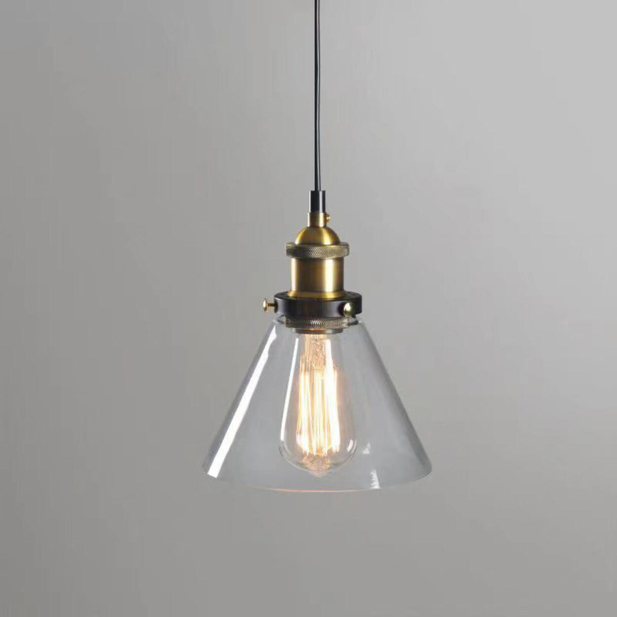 Modern Cone Clear Glass Pendant Lights Adjustable Cord Image - 27