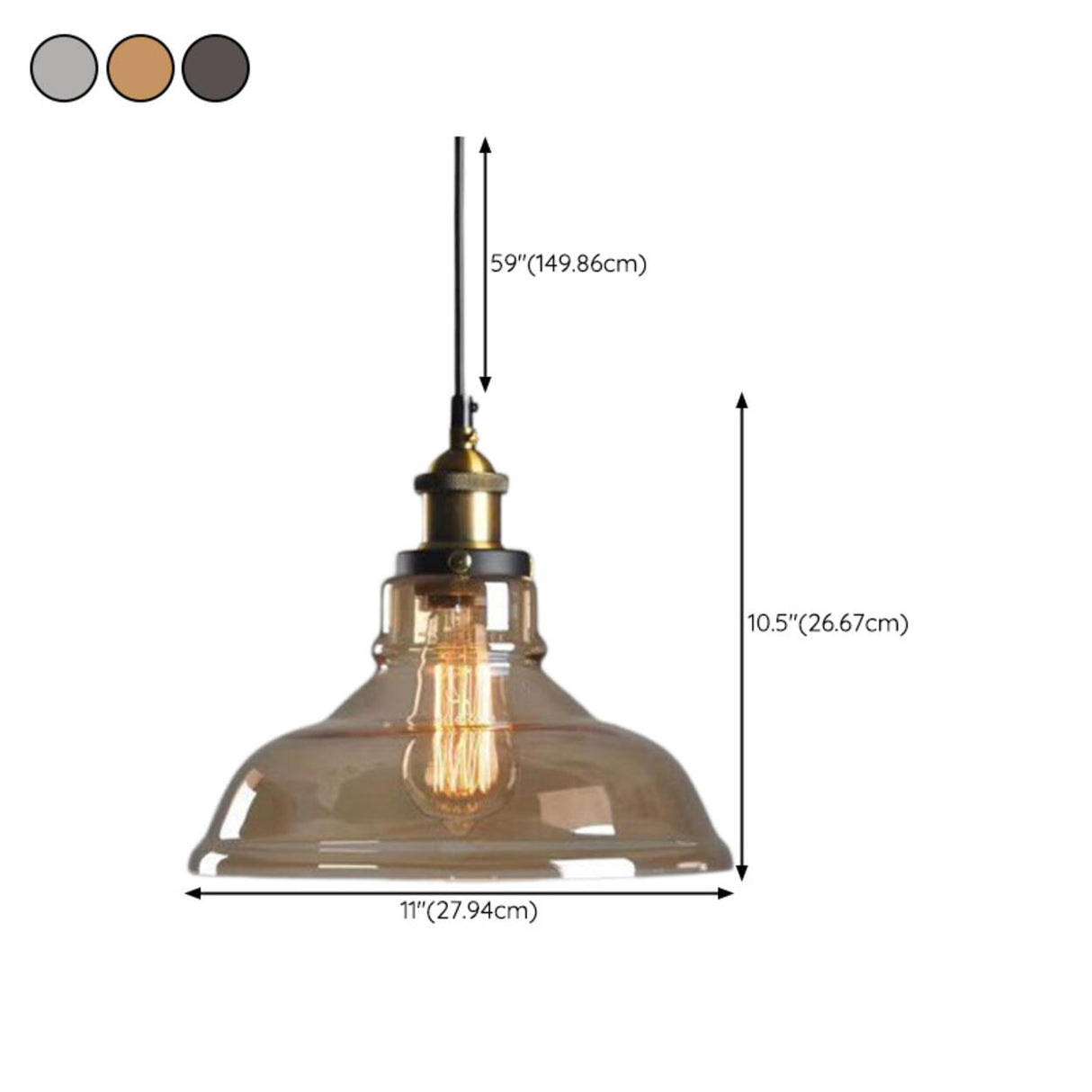 Modern Cone Clear Glass Pendant Lights Adjustable Cord Image - 37