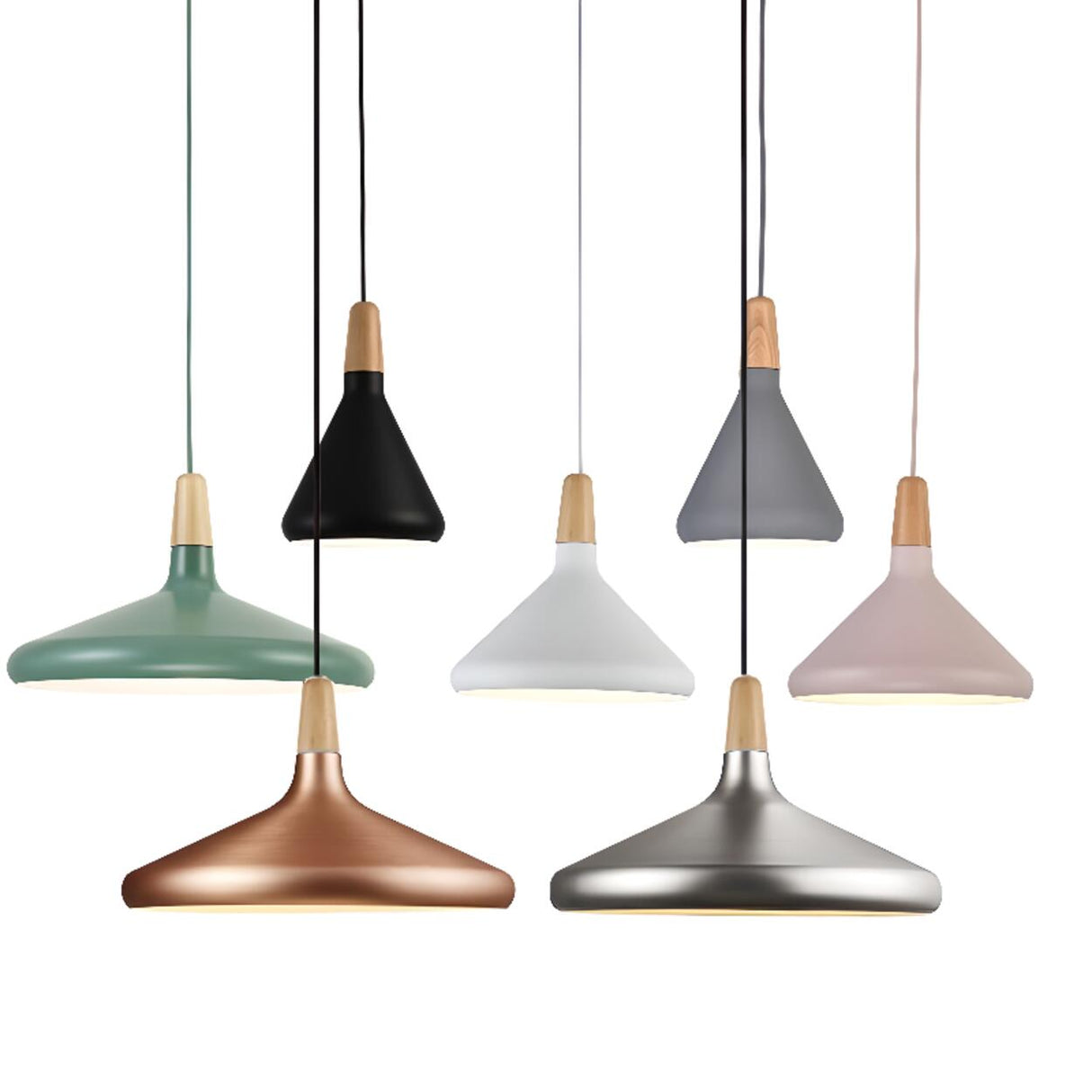 Modern Cone Conical Aluminum Pendant Light Flexible Length Image - 27