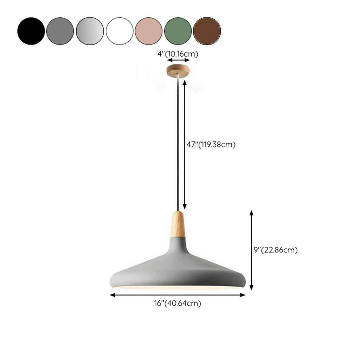 Modern Cone Conical Aluminum Pendant Light Flexible Length 