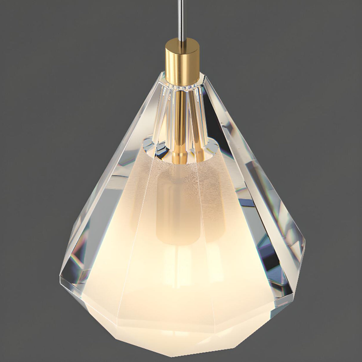 Modern Cone Crystal Teardrop Glass Pendant Light Image - 11