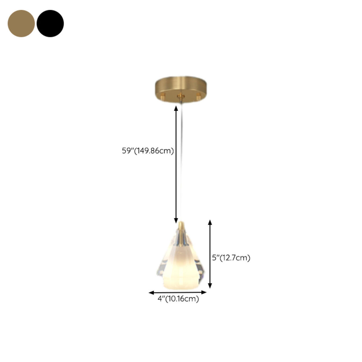 Modern Cone Crystal Teardrop Glass Pendant Light 