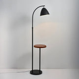 Modern Cone Iron Shade Arch Floor Lamp with Shelf Gold Image - 10