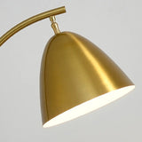 Modern Cone Iron Shade Arch Floor Lamp with Shelf Gold Image - 14