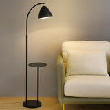 Modern Cone Iron Shade Arch Floor Lamp with Shelf Gold Image - 4