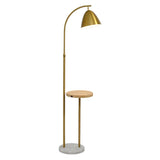 Modern Cone Iron Shade Arch Floor Lamp with Shelf Gold Image - 5