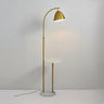 Modern Cone Iron Shade Arch Floor Lamp with Shelf Gold Image - 7