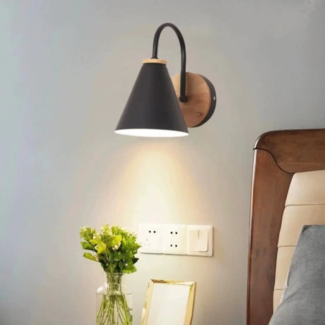 Modern Cone Iron Shade Downlight Small Wall Light Black Image - 1