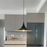 Modern Cone Metal Pendant Light for Kitchen Black Image - 1