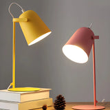 Modern Cone Metal Table Lamp Yellow Pink Bedroom Image - 1