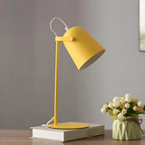 Modern Cone Metal Table Lamp Yellow Pink Bedroom Image - 10