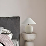 Modern Cone White Fabric Jar Ceramic Base Table Lamp Image - 16