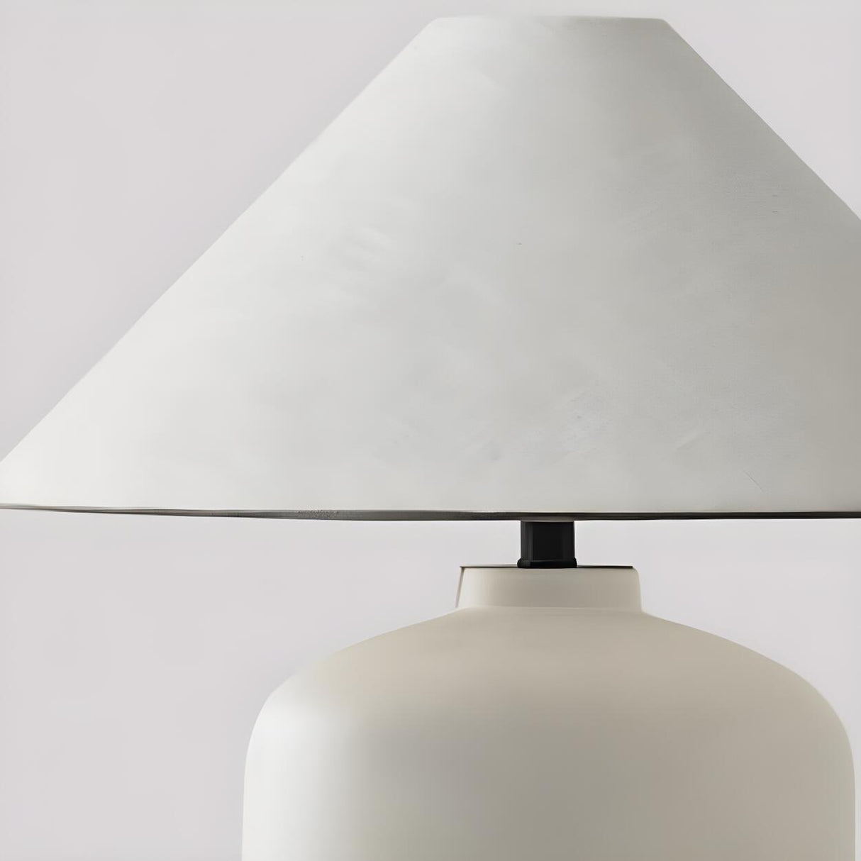 Modern Cone White Fabric Jar Ceramic Base Table Lamp Image - 6