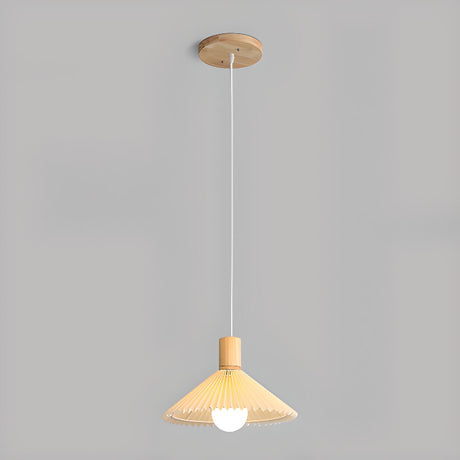 Modern Conical Cone Pleated Fabric Pendant Light Image - 2