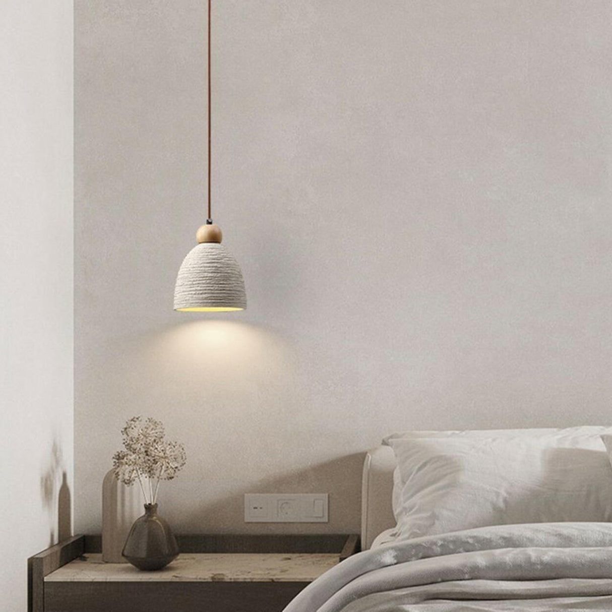 Modern Conical Gray Wooden Concrete Pendant Lights Image - 19