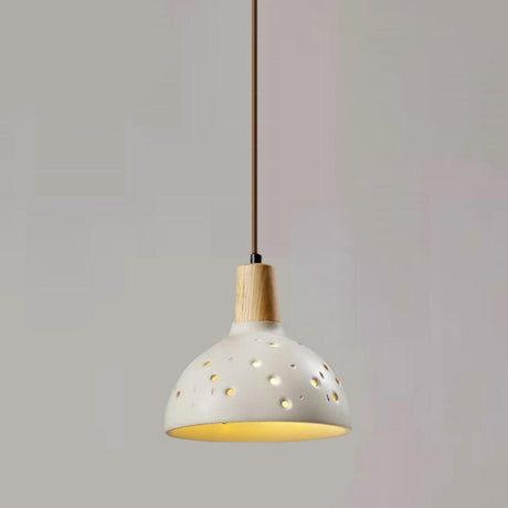 Modern Conical Gray Wooden Concrete Pendant Lights Image - 2