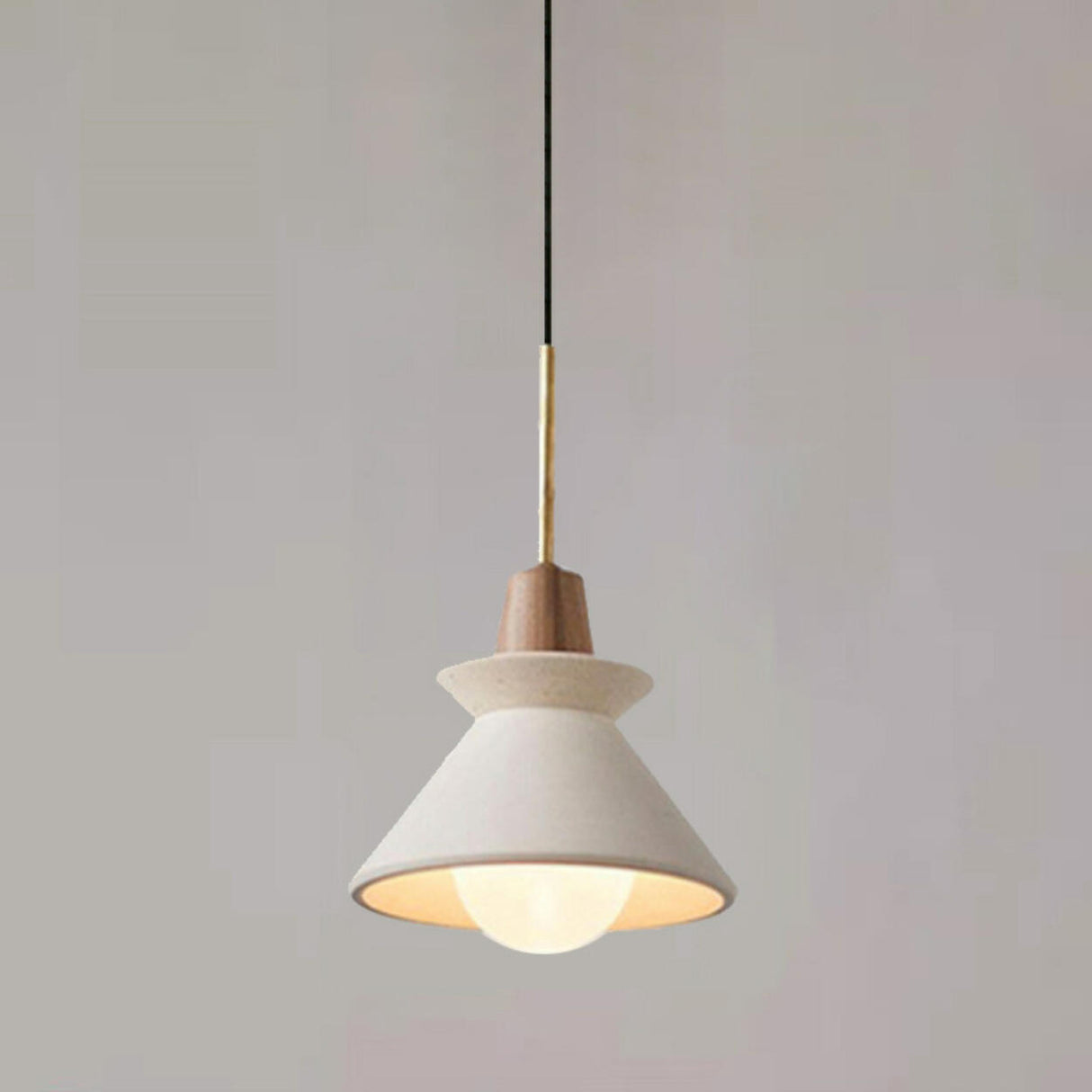 Modern Conical Gray Wooden Concrete Pendant Lights Image - 7