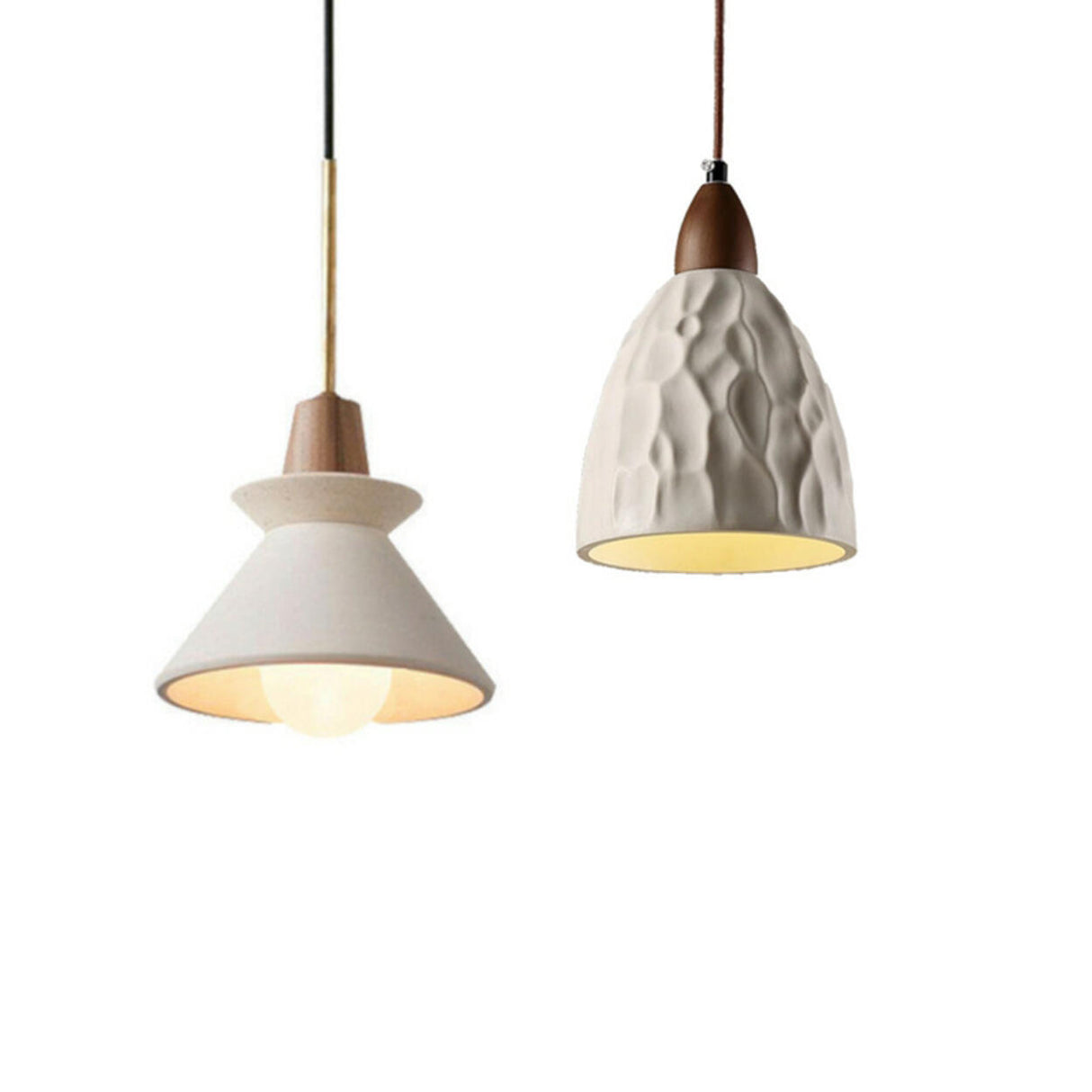 Modern Conical Gray Wooden Concrete Pendant Lights Image - 9