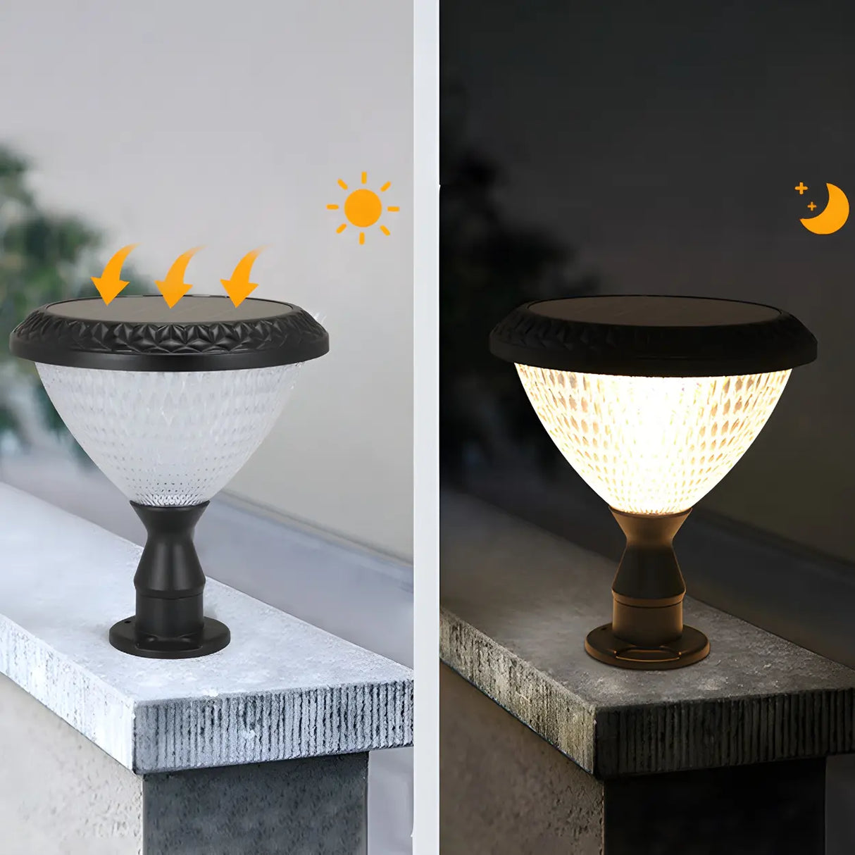 Modern Conical Solar-Powered Outdoor Garden Post Light Image - 14