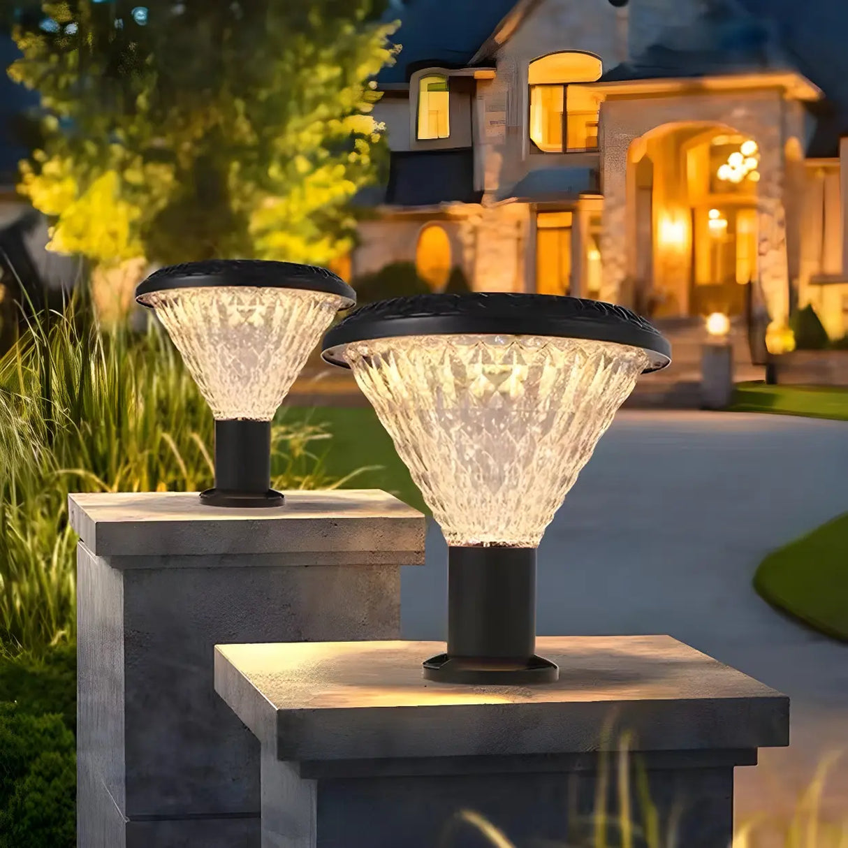 Modern Conical Solar-Powered Outdoor Garden Post Light Image - 15