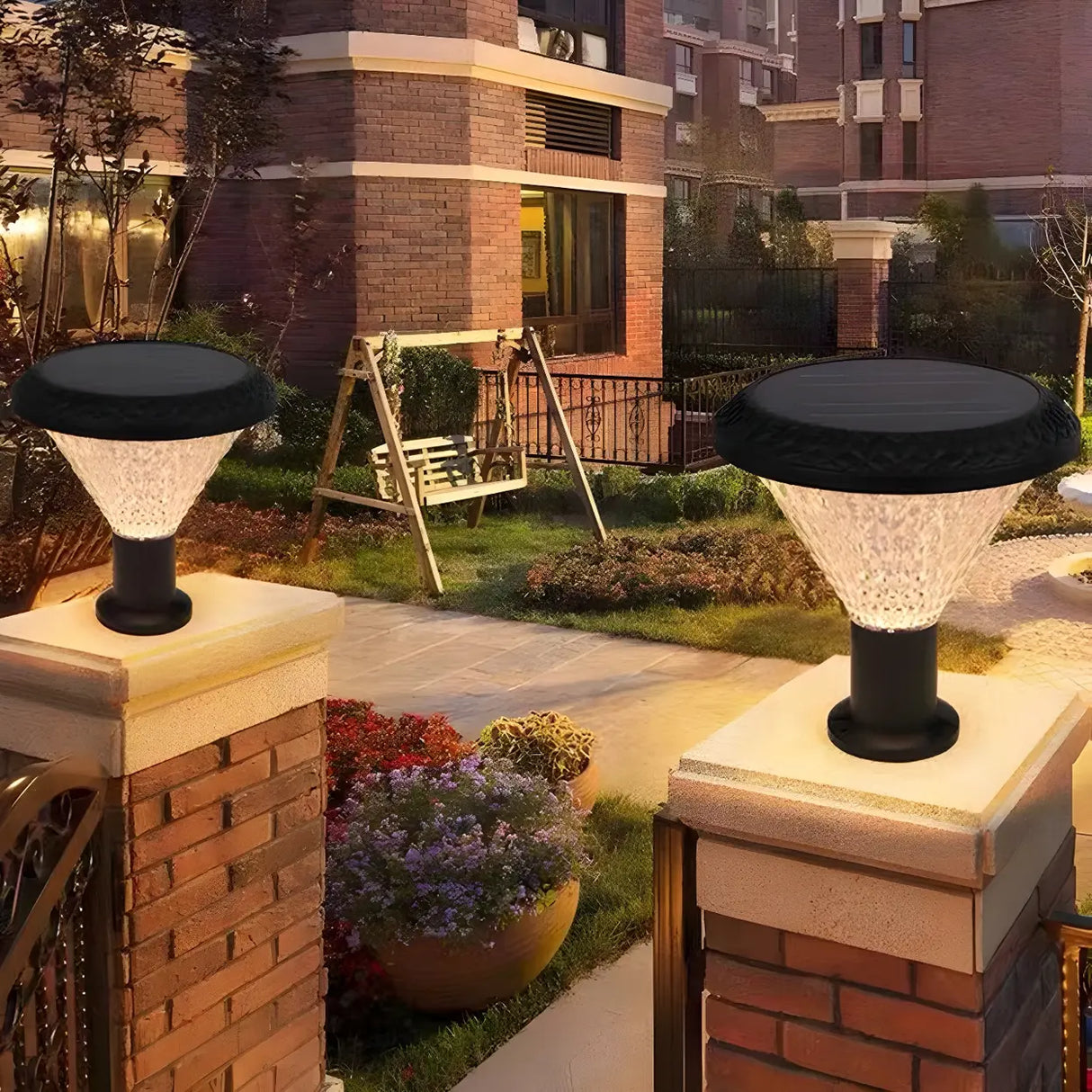 Modern Conical Solar-Powered Outdoor Garden Post Light Image - 16