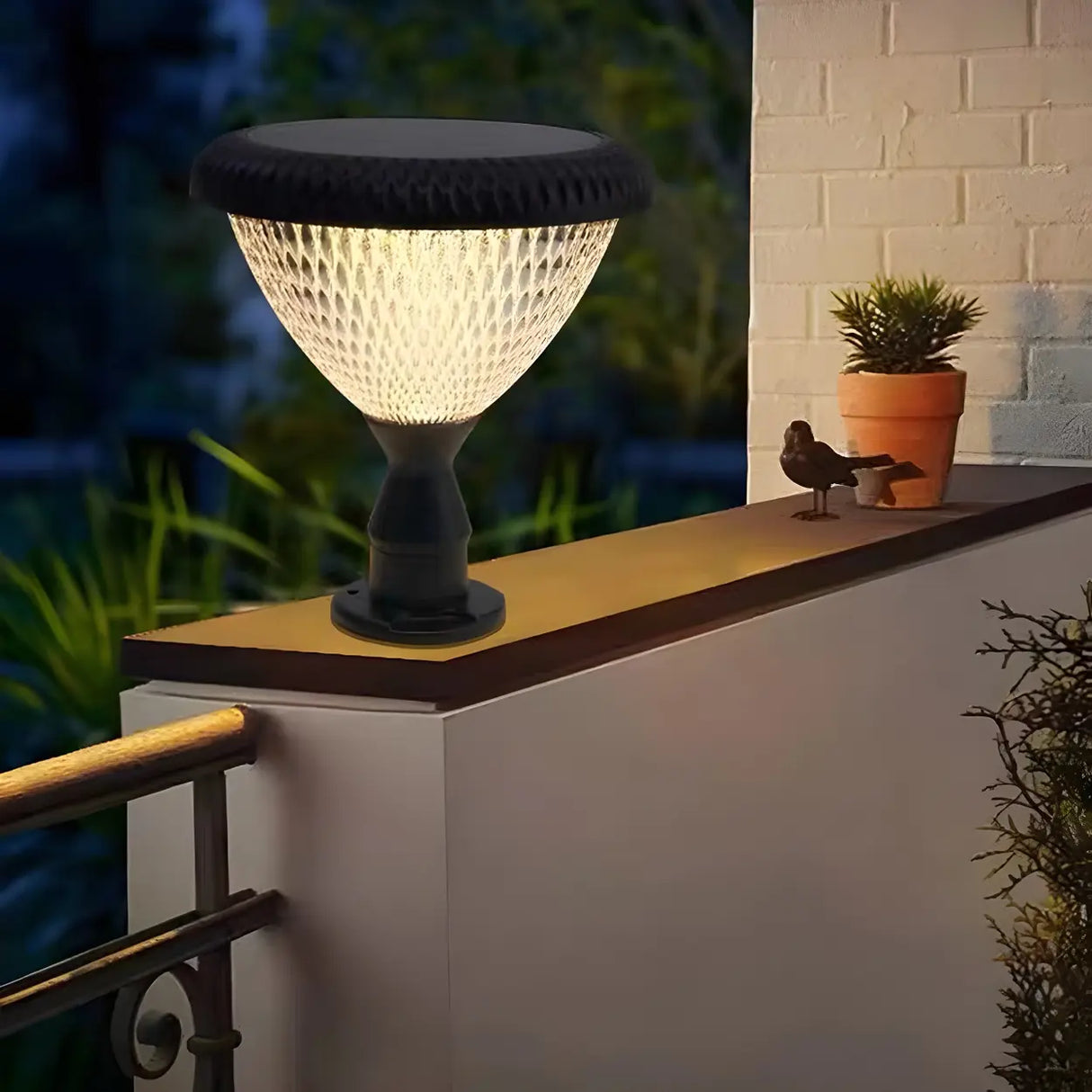 Modern Conical Solar-Powered Outdoor Garden Post Light Image - 17