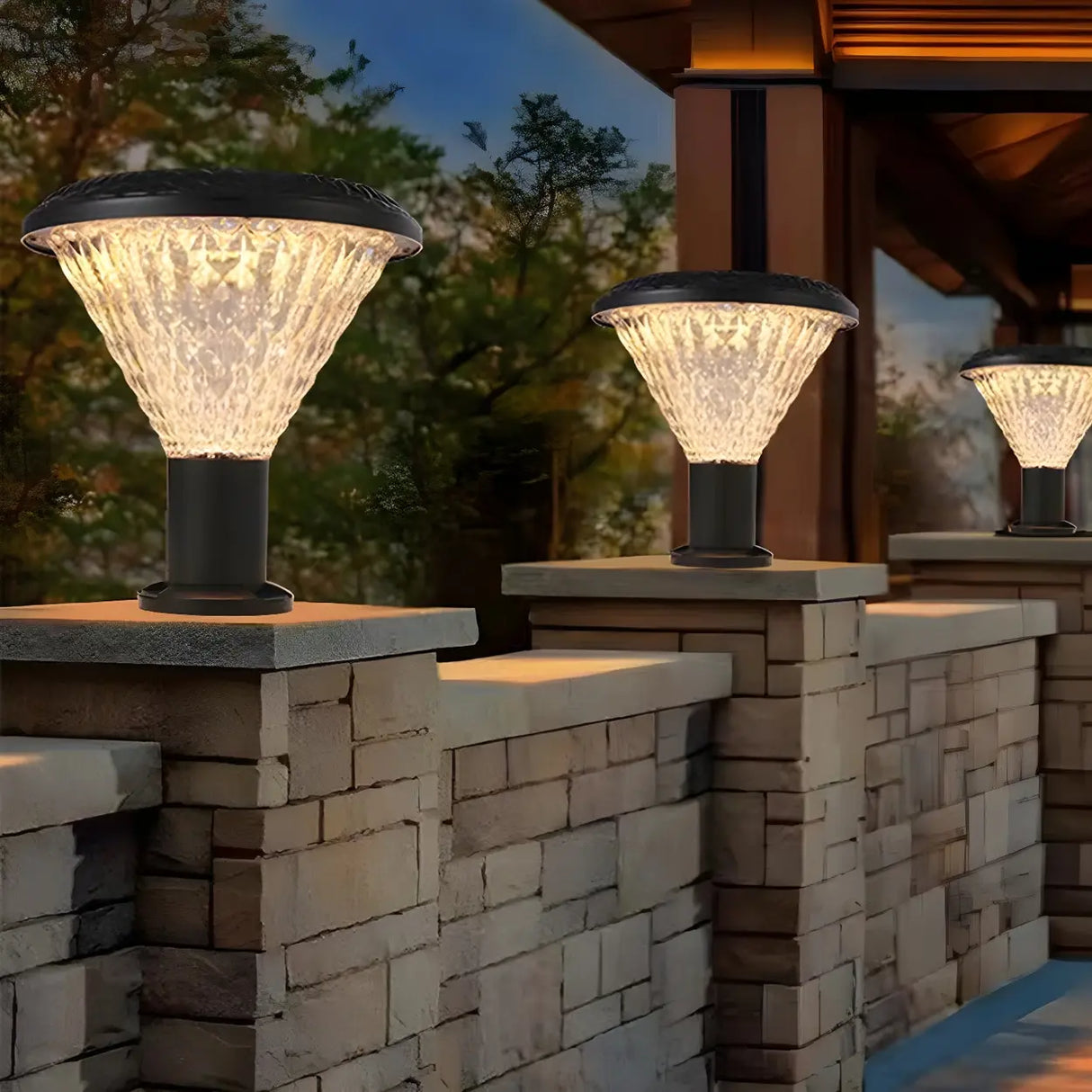 Modern Conical Solar-Powered Outdoor Garden Post Light Image - 18