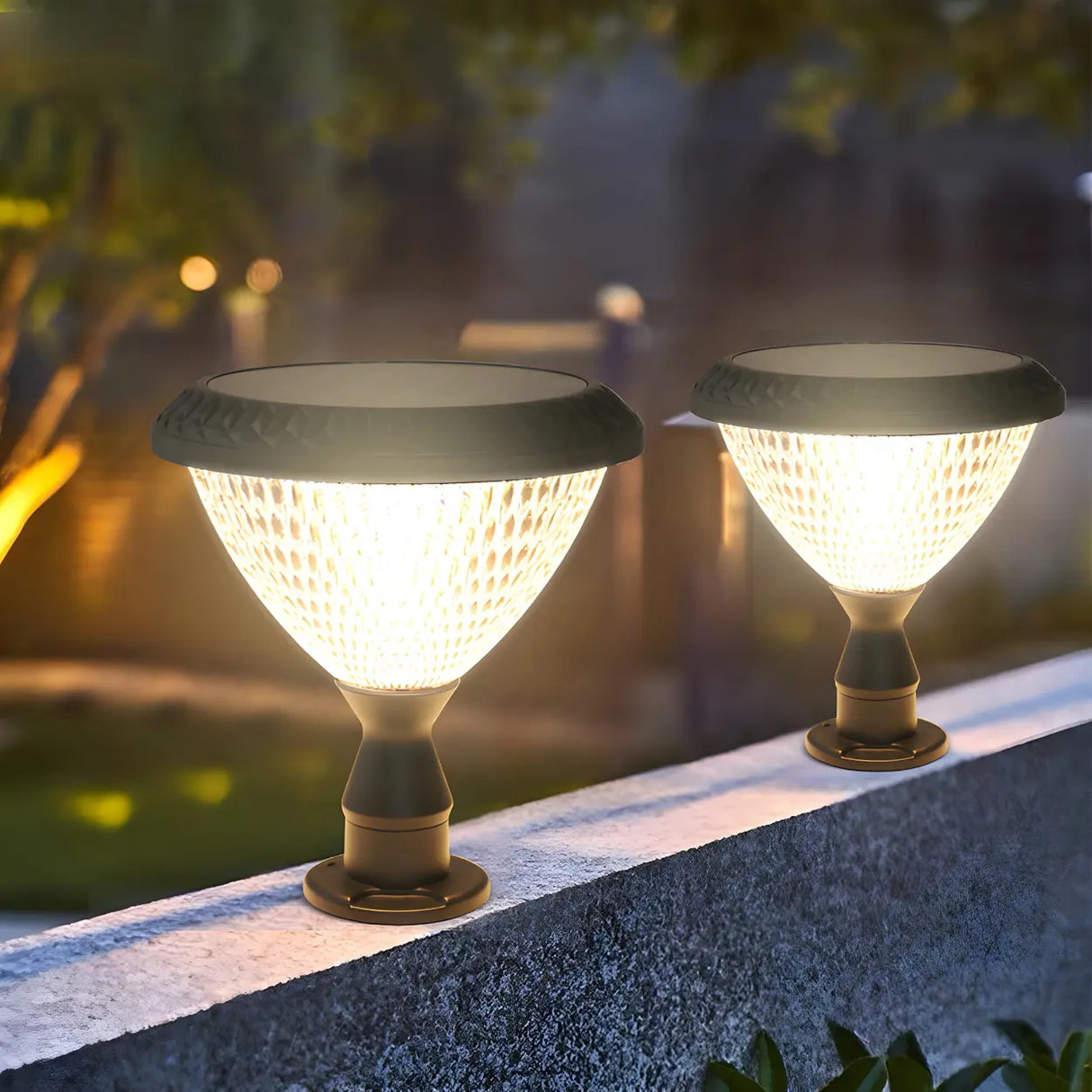 Modern Conical Solar-Powered Outdoor Garden Post Light Image - 4