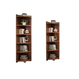 Modern Corner Wooden Vertical Multi-Shelf Bookcase Image - 13