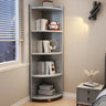 Modern Corner Wooden Vertical Multi-Shelf Bookcase Image - 15