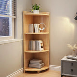 Modern Corner Wooden Vertical Multi-Shelf Bookcase Image - 4