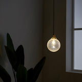 Modern Crackle Glass Globe Adjustable Height Pendant Light Image - 3