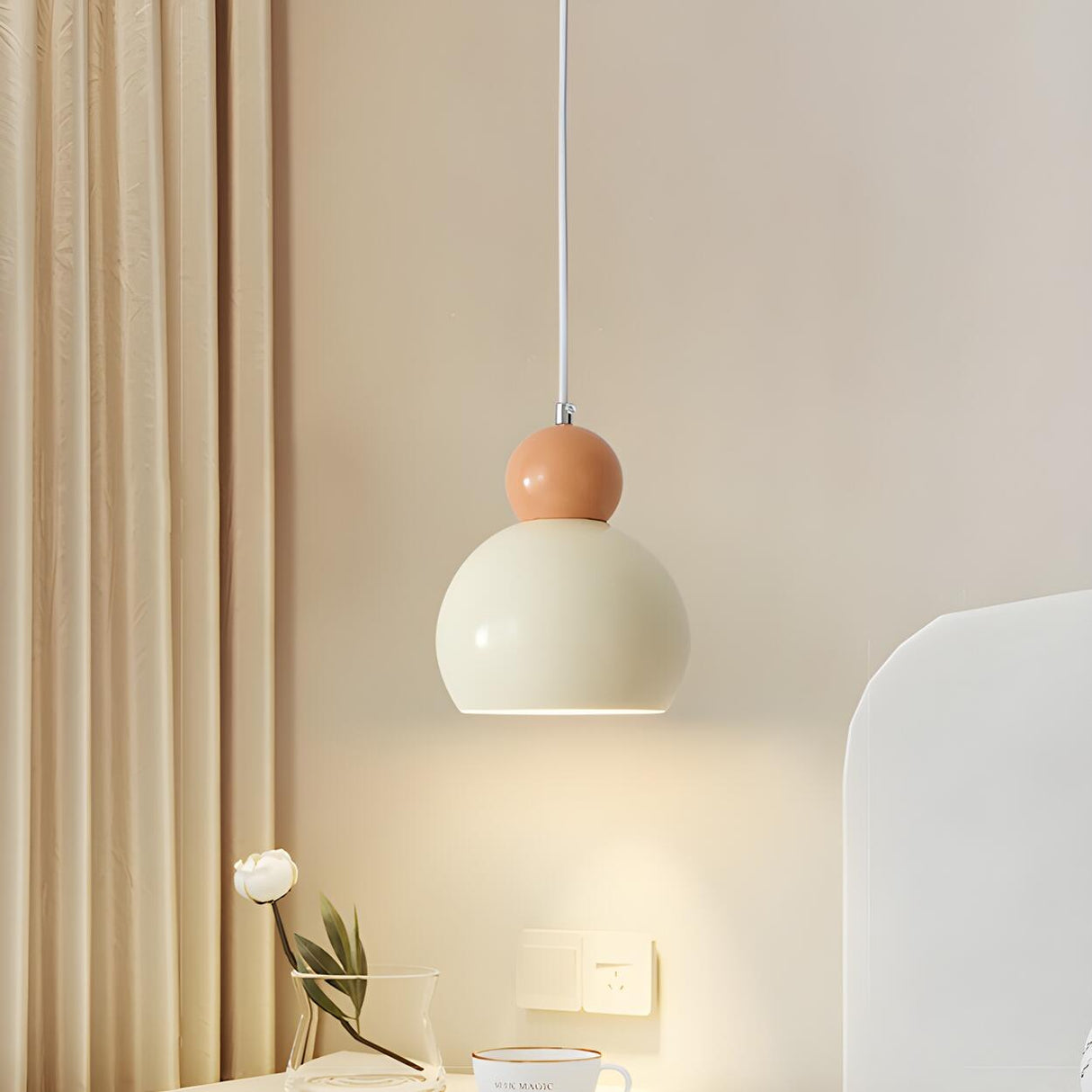 Modern Cream Dome Metal Multiple Lights Pendant Light Image - 13