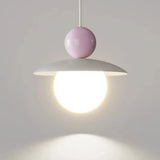 Modern Cream Resin White Globe Bedroom Pendant Light Image - 13